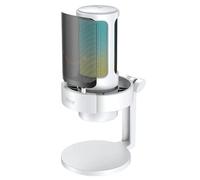FIFINE A8W White USB PC Gaming Microphone | RGB Desktop Mic with Real-Time Monitoring, Mute, Gain, Pop Filter, Shock Mount. for Streamer, Gamer, YouTuber. White.