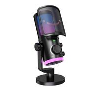 FIFINE Active Noise Cancellation Microphone with Dual Output DAC for Gaming,USB PC Streaming Podcast Mic with RGB Control, Tap-to-Mute, Computer Condenser Mic for Game Chat, YouTube Video, Voice-AM6