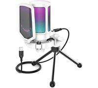 Fifine Ampligame A6V Publisher Gamer Podcast Youtuber RGB USB Microphone (White)