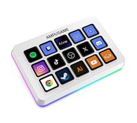 FIFINE AmpliGame Gaming Controller with 15 Shortcuts for OBS Streaming with Macro Buttons and Trigger Actions, PC Media RGB Controller for Content Creation/Office Work - D6 White