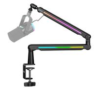FIFINE Microphone Boom Arm with Controllable RGB, Adjustable Low Profile Mic Stand with Desk Mount Clamp,Cable Management, Screw Adapter for Gaming, Podcast, Streaming, Studio-BM88Pro