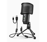 FIFINE Desktop USB Microphone with Pop Filter Computer Mic with Gain Control and Mute Button for Window/Mac ideal Podcast Mic for YouTube, Recording, Live Stream, Zoom, Gaming, Conference-K683A