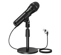 FIFINE Dynamic Microphone with USB/XLR Connection for Vocal, Podcast Recording, Studio Handheld Mic Bundle with Desktop Stand for Singing, Voice Over