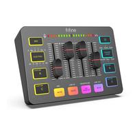 FIFINE Gaming Audio Mixer for Streaming, RGB PC Audio Interface, DJ Mixer with XLR Microphone Interface Volume Fader Individual Channel Design, Custo