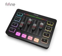 FIFINE Gaming Audio Mixer,Streaming 4-Channel RGB Mixer with XLR Microphone Interface,for Game Voice,Podcast,AmpliGame SC3 WHITE