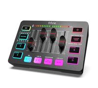 FIFINE Gaming Audio Mixer, Streaming RGB PC Mixer with XLR Microphone Interface, Individual Control, Volume Control, Mute Button, 48V Phantom Power, for Podcast Recording