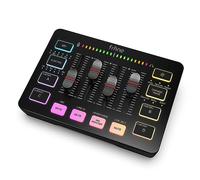FIFINE Gaming Audio Mixer, Streaming RGB PC Mixer with XLR Microphone Interface, Individual Control, Volume Fader, Mute Button, 48V Phantom Power, for Podcast/Recording/Vocal/Game Voice-AmpliGame SC3