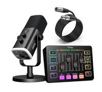 FIFINE Gaming Equipment Set, XLR/USB Dynamic Gaming Microphone Set with Streaming Audio Mixer for Podcast Recording, Voice Video, RGB Game with Fade