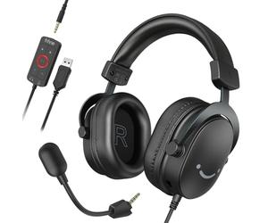 FIFINE Gaming Headset with Microphone, Over Ear Headphones with Cable, USB Headset for PC PS4 PS5 Xbox Switch, RGB Headphone with 7.1 Surround Sound and Ear Pads