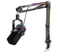 FIFINE Gaming Microphone Kit, XLR/USB Dynamic PC Microphone with Boom Arm for Podcast Recording, RGB Streaming Mic Set with Software, Tap-to-Mute, Mix Control, Headphone Jack-AmpliGame AM8PROT