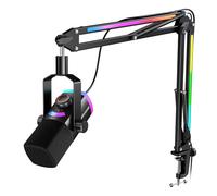 FIFINE Gaming Microphone Kit, XLR/USB Dynamic PC Microphone with Boom Arm for Podcast Recording, RGB Streaming Mic Set with Software, Tap-to-Mute, Mix Control, Headphone Jack-AmpliGame AM8PROT