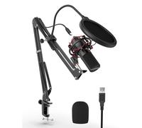 FIFINE Gaming microphone USB Microphone Kit with Arm Stand, Shock Mount, Pop Filter Desktop Laptop Windows/Mac Computer Microphone for Streaming,