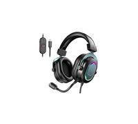 FIFINE Gaming USB Headset for PC, Over-Ear Wired Headset with Microphone, 7.1 Surround Sound, Passive Noise Canceling, LED RGB, Black Streaming