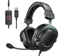 FIFINE Gaming USB Headset with 3.5mm Audio Jack, PC Over-Ear Headset with 7.1 Surround Sound, Detachable Microphone, Volume Control, Wired Headphones
