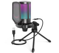 FIFINE Gaming USB Microphone for PC PS5 Condenser Mic with Quick Mute