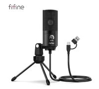 FIFINE K669 USB Condenser Microphone with Gain Knob Metal Mic for PC Laptop