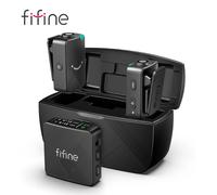 FIFINE M9 Wireless Lavalier Microphone,2 Pack Cordless Lapel Mic System for Vlog Recording,suit for iPhone/Android/Camera/Laptop WHITE