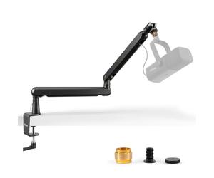 FIFINE Microphone Arm, Flat Adjustable Rods Microphone Stand with Microphone Clip, Screw Adapter, Cable Management, for Podcast, Streaming, Gaming, Studio