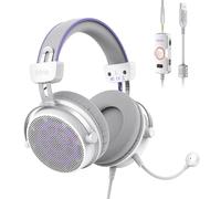 FIFINE Open Back Gaming Headset with 7.1 Surround Sound - Dual Wired USB/3.5mm Connection - USB Control Box - Detachable Mic, Over Ear Headphone for PC, PS4/5, Xbox, Switch, Mobile - H18V Lite WP
