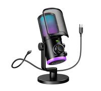 FIFINE PC Gaming Microphone,USB Streaming Microphone for Podcast,Gaming Chat,Condenser Desktop Microphone for Computer with RGB,Mute Button,Noise Cancelling for PS4/PS5/Twitch/Discord-AM6