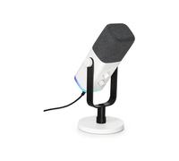 FIFINE PC Gaming Microphone, XLR/USB Microphone for Podcast Recording, Dynamic Mic with RGB, Mic Mute, Monitoring Headphones Jack for Computer (White)