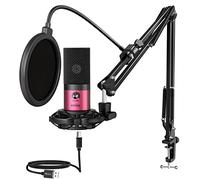 FIFINE Podcast Microphone Kit-USB PC Computer Recording Microphone, Condenser Mic Set for Streaming, Gaming, Voice-Over, Meeting, with Arm Stand, Shock Mount, Pop Filter-T669 Rose Red