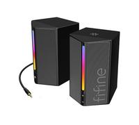 FIFINE RGB Gaming Speaker for Computer,Monitor,USB PC Wired Speakers with 3.5mm Aux Audio Cable,Volume Control for Laptop Desktop Projector -Ampligame A20