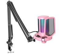 FIFINE Streaming USB Microphone Kit, PC Gaming Mic Set, Condenser Cardioid RGB Mic for Desktop, Laptop, with Tap-to-Mute, Gain Knob-A6T Pink