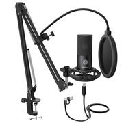 FIFINE Studio Condenser USB Microphone Computer PC Microphone Kit with Adjustable Boom Arm Stand Shock Mount for Instruments Voice Overs Recording Podcasting YouTube Vocal Gaming Streaming-T669