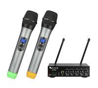 FIFINE UHF Dual Channel Wireless Handheld Microphone, Easy-to-use Karaoke Wireless Microphone System-K036