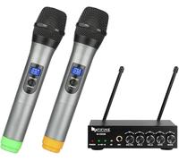 FIFINE UHF Dual Channel Wireless Handheld Microphone, Easy-to-use Karaoke Wireless Microphone System-K036