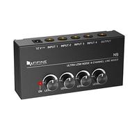 FIFINE Ultra Low-Noise 4-Channel Line Mixer for Sub-Mixing,4 Stereo Channel Mini Audio Mixer with AC adapter.Ideal for Small Club or Bar. As Microphones,Guitars,Bass,Keyboards or Stage Sub Mixer-N5