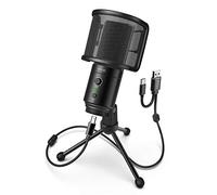 FIFINE USB Desktop PC Microphone with Pop Filter for Computer and Mac, Studio Condenser Mic with Gain Knob Mute Button Headphone Jack for Gaming Streaming Recording YouTube, Extra USB-C Plug-K683A