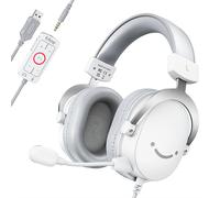 FIFINE USB Gaming Headset with 7.1 Surround Sound/3.5mm Jack/Microphone,Over-Ear Wired Headphone for PC PS4/5 Xbox Ampligame H9W Pink