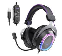 FIFINE USB Gaming Headset with Game/Chat Balance, 7.1 Surround Sound, Noise Canceling Mic, Wired Streaming Headphone with Customizable RGB for Mac, Desktop, Laptop, PC, PS5/PS4 - H13BP