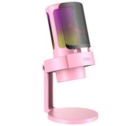 FIFINE USB PC Gaming Microphone, Condenser Streaming Mic Compatible with PS4 PS5 Mac, for Recording, Podcast, Video, with RGB Control, Tap-to-Mute, V