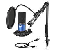 FIFINE USB Recording PC Microphone Kit, Computer Condenser Cardioid Mic on Mac Windows PS4/PS5, for Streaming, Podcasting, Gaming, Video, Home Use, with Gain Knob, Arm Stand-T669 Blue