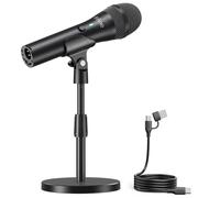FIFINE USB/XLR Dynamic Microphone for Podcast Recording, Studio Handheld Mic Set with Desktop Stand for Vocal, Voice Over, Streaming, Black-AmpliTank TANK2