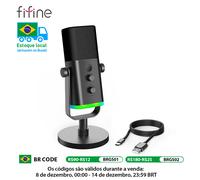 FIFINE USB/XLR Dynamic Microphone with RGB Control/Headphone jack/Mute,MIC for PC Gaming Recording Streaming AmpliGame-AM8 AM8W