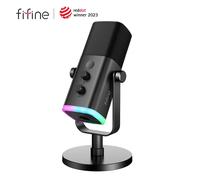 FIFINE USB/XLR Dynamic Microphone with Touch Mute Button,Headphone jack,I/O Controls,for PC PS5/4 mixer,Gaming MIC Ampligame AM8 AM8W
