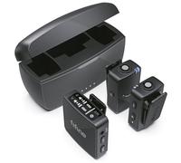 FIFINE Wireless Lavalier Microphone for iPhone/Android/Camera, 2 Pack Cordless Lapel Mic System for Vlog Recording Video YouTube/TikTok Interview, Condenser Clip-On Microphone with Charging Case-M9