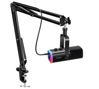 FIFINE XLR/USB Gaming Microphone Kit with Headphone Jack/Mute/RGB /Arm Stand,Dynamic Mic Set for PC PS5/4 Mixer AmpliGame AM8T AM8T