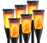 FIFIying Solar Lights Outdoor Garden, 6 Pack Solar Torch Light with Flickering Flame 600mAh Pathway Light Outside IP65 Waterproof Outdoor Decor for Patio Pathways Lawn Yard Decoration