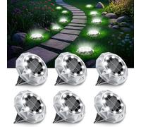 FIFlying 6 Pack Solar Ground Lights Outdoor, IP65 Waterproof Diamond LED Garden Lights - Auto On/Off Pathway Lighting for Driveway, Patio, Lawn & Landscape Decor | 8 Bright LEDs | Cool White