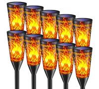 Solar Lights Outdoor Garden, 2Modes Flickering Dancing Flame Lights,IP65 Waterproof Solar Torch Light for Outside,Pathway,Patio, Lawn,Yard Decor - 10 Pack