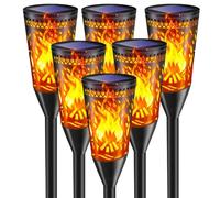 FIFlying Solar Garden Light 6 Pack - IP65 Waterproof Outdoor Solar Torch Light with Realistic Dancing Flame Effect,Pathway Lights for Patio,Lawn,Yard,Driveway Halloween Decor