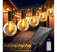 FIFlying Solar Lights Outdoor Garden, 56FT/17M String Lights Solar Powered with 3600mAh Battery, Remote Control, 24+1 Shatterproof Bulbs, IP54 Waterproof Outdoor Festoon Lights for Backyard Patio