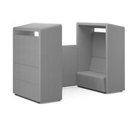 Fifteen Agile & Co-Working 4 seater Four Seat Sofa Pod Unit Black Floor Rails