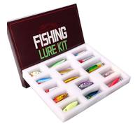 Fifteen Piece Realistic Reflective Bait Lure Kit, Boxes - for Parties in Rivers Lakes Shallow Areas Fresh Water Thrown and Trolling