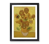 Fifteen Sunflowers By Vincent Van Gogh Classic Painting Framed Print | A3 Black Framed Wall Art | Ready to Hang | Classic Historical Picture | Living Room Bedroom Lounge Office